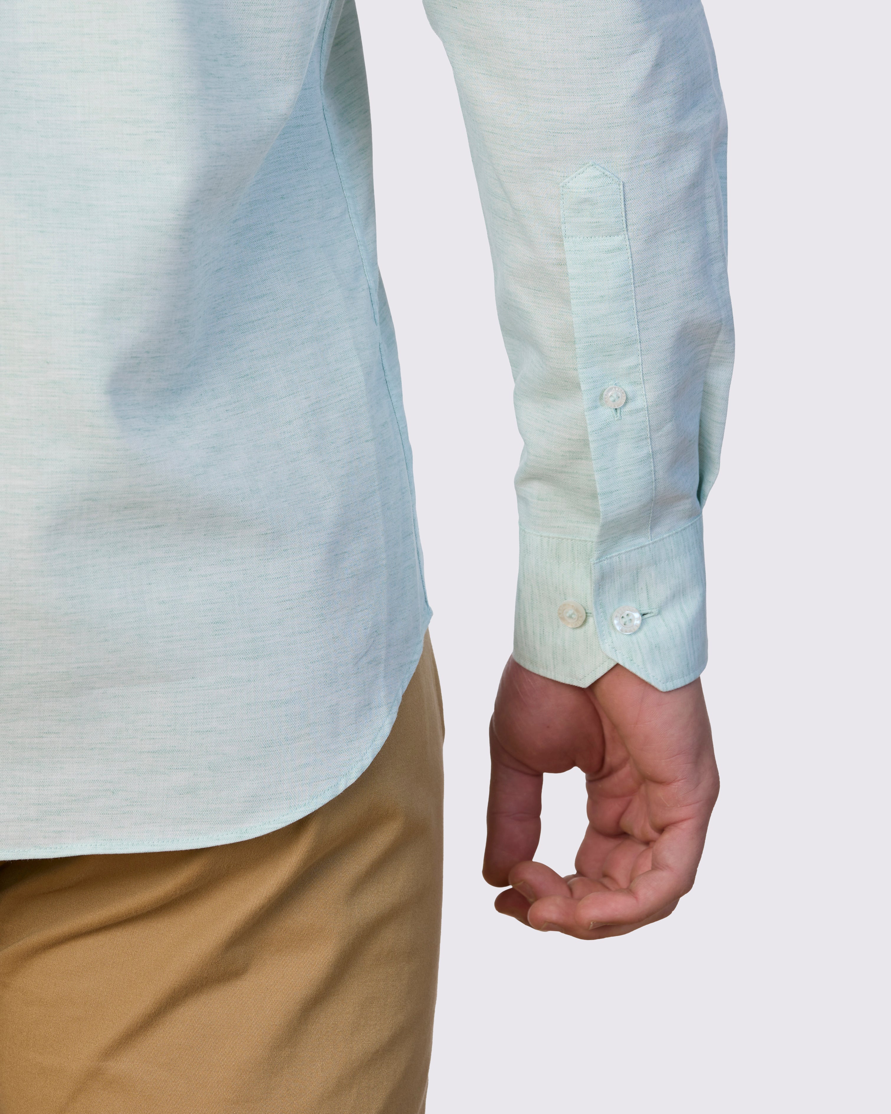 MELANGE MINNOWBONE LINEN BLEND SLIM FIT SHIRT