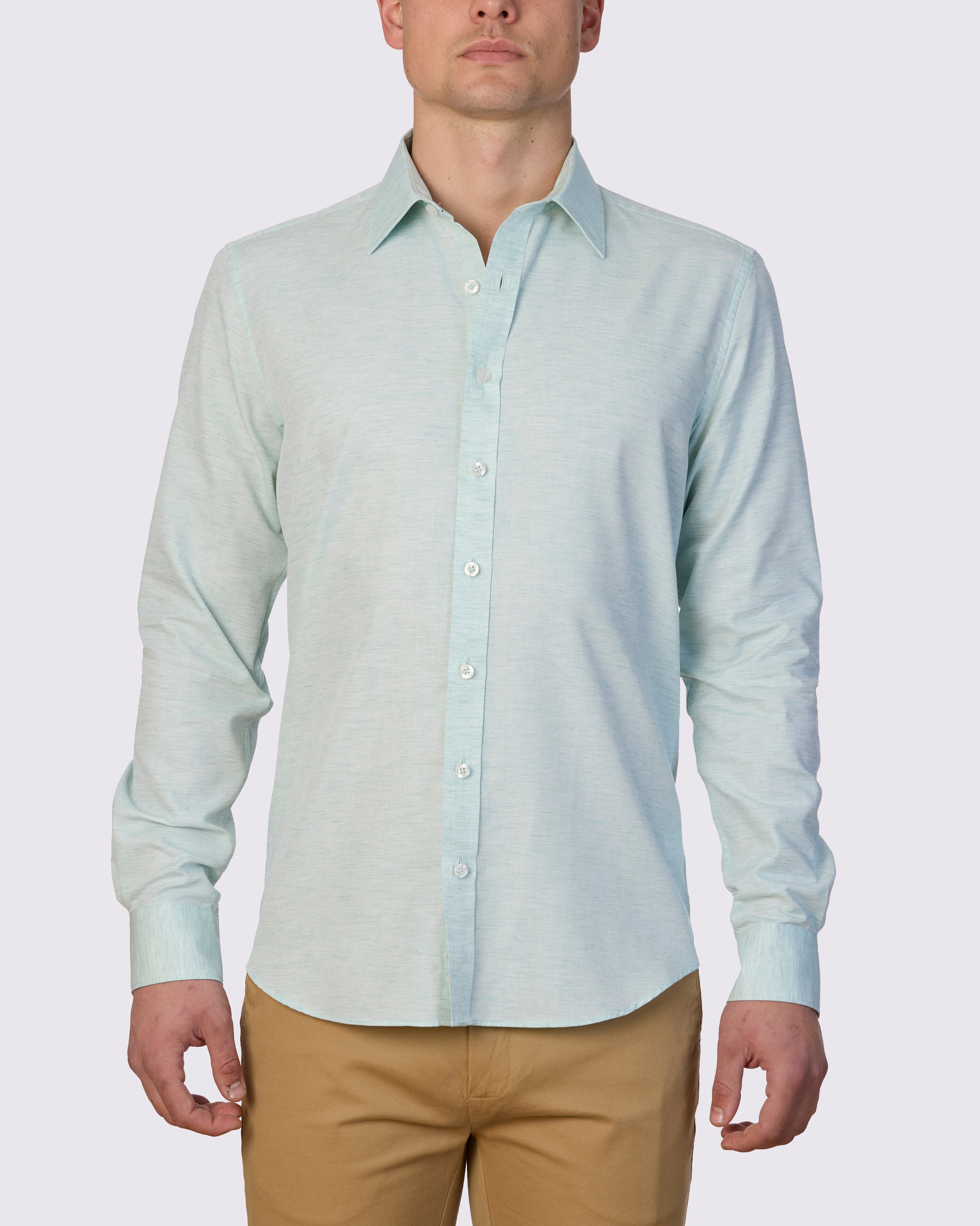 MELANGE MINNOWBONE LINEN BLEND SLIM FIT SHIRT