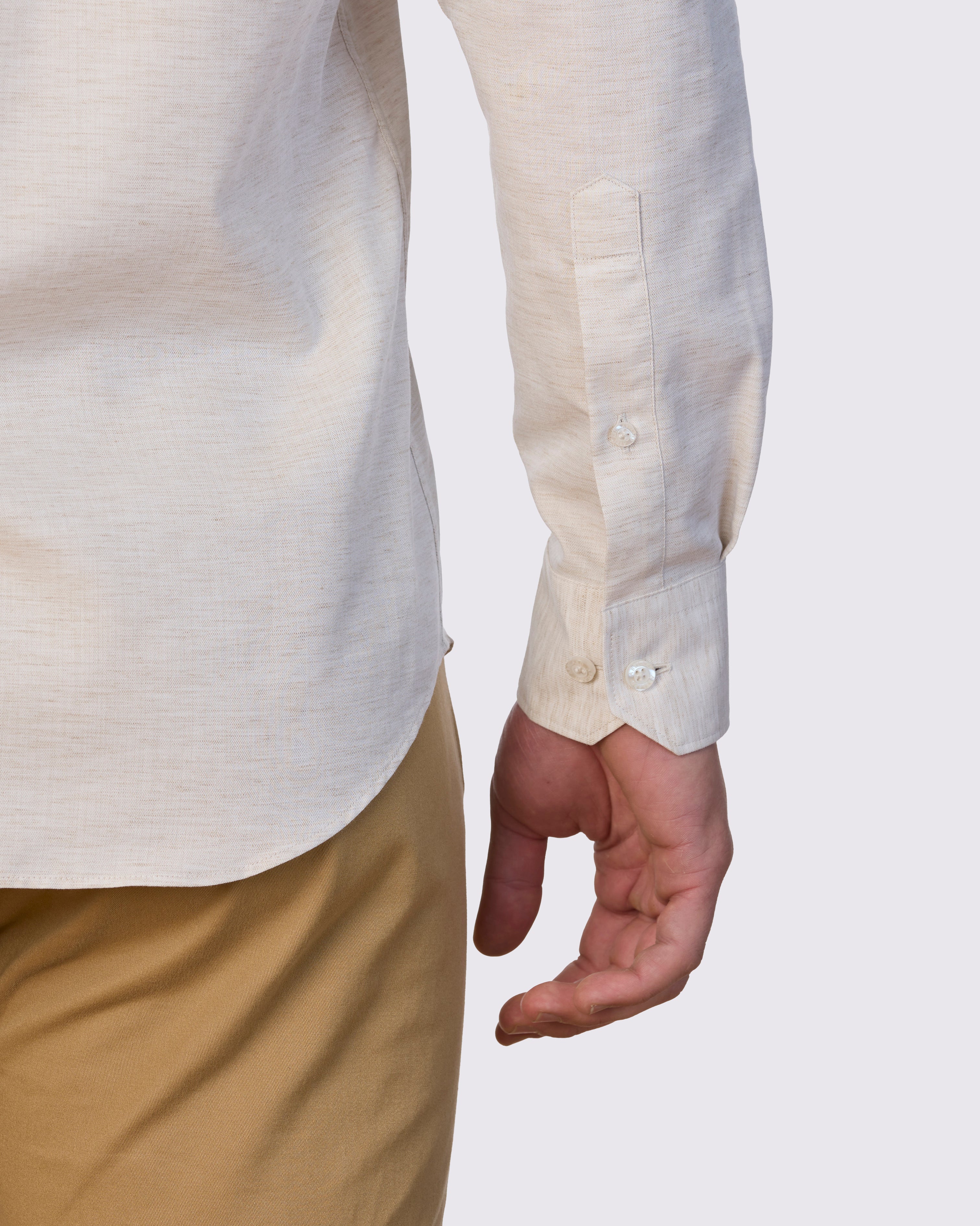 MELANGE MINNOWBONE LINEN BLEND SLIM FIT SHIRT