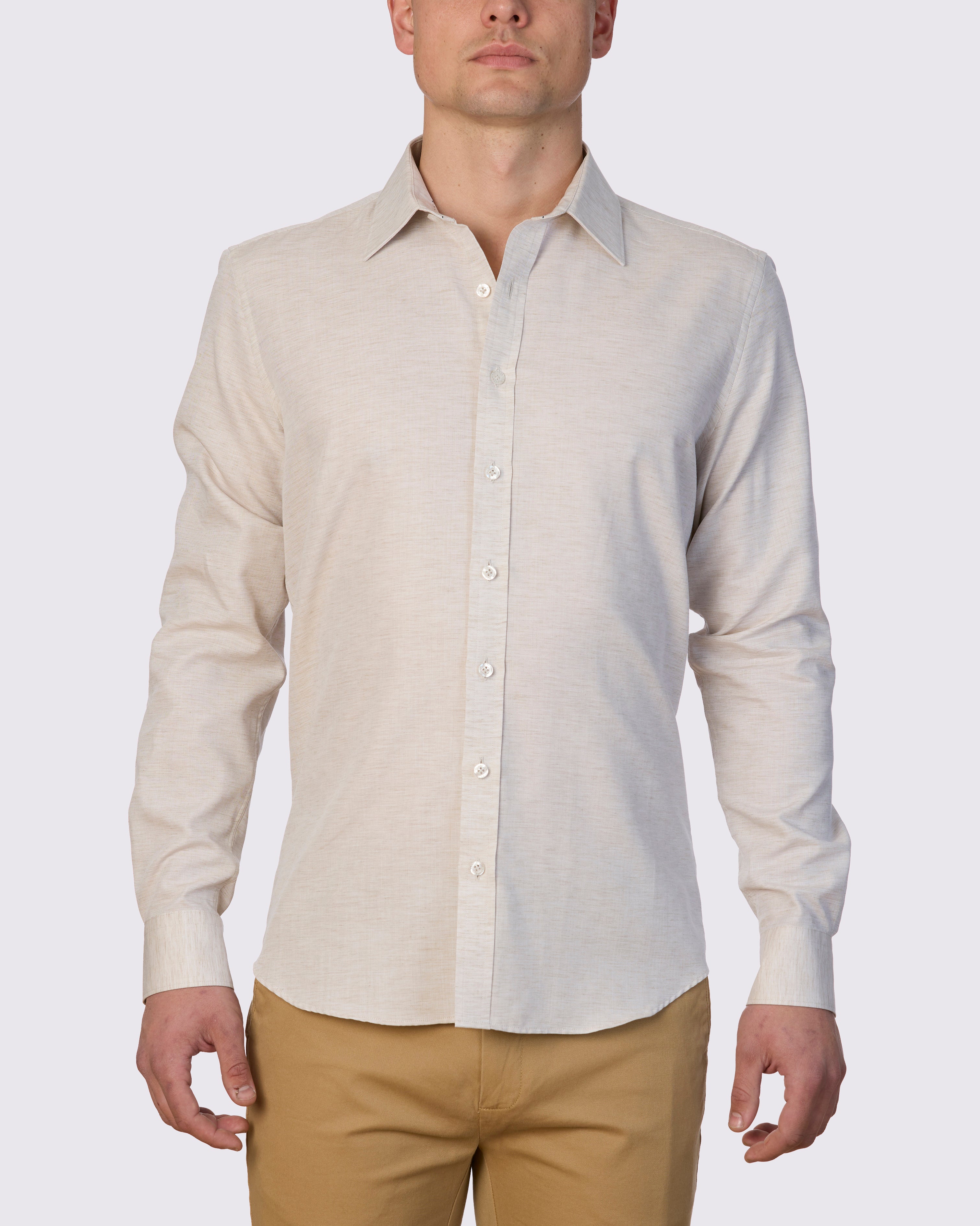MELANGE MINNOWBONE LINEN BLEND SLIM FIT SHIRT