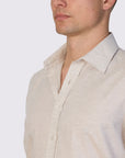 MELANGE MINNOWBONE LINEN BLEND SLIM FIT SHIRT