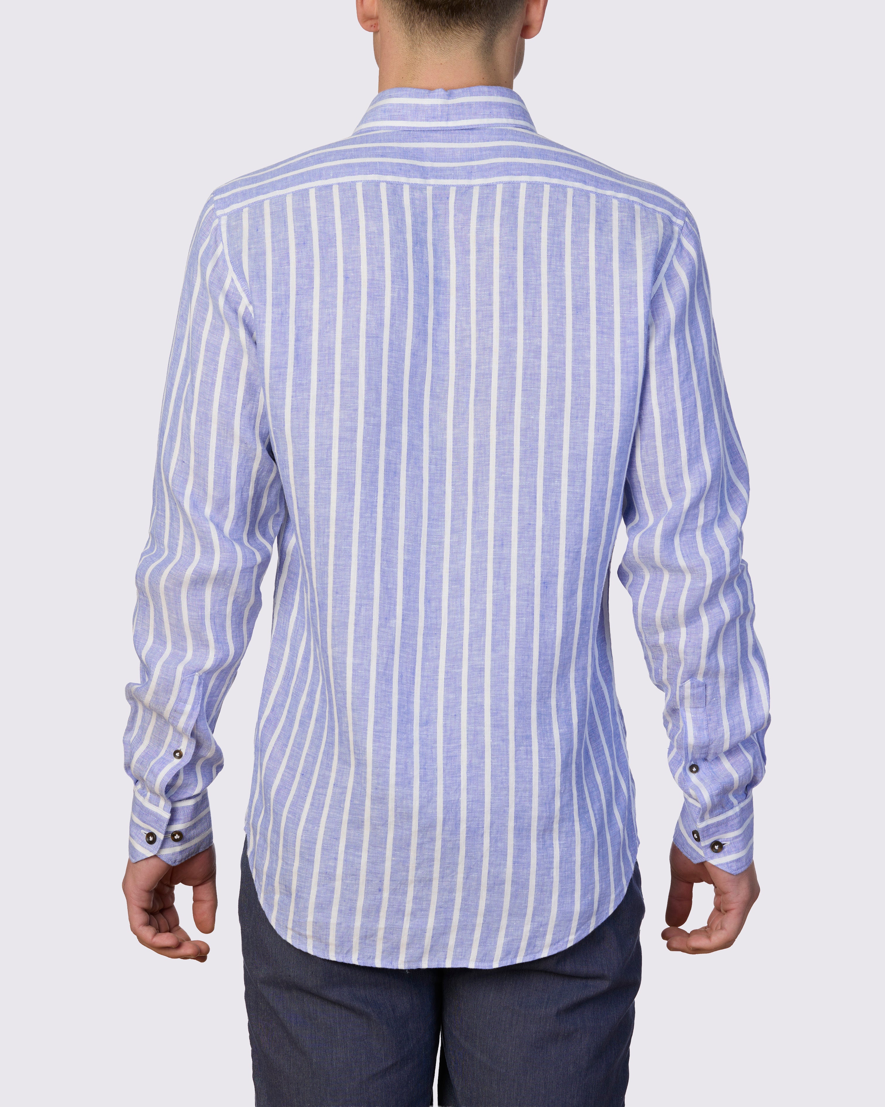 THE MED' DOBBY LINEN STRIPE SLIM FIT SHIRT