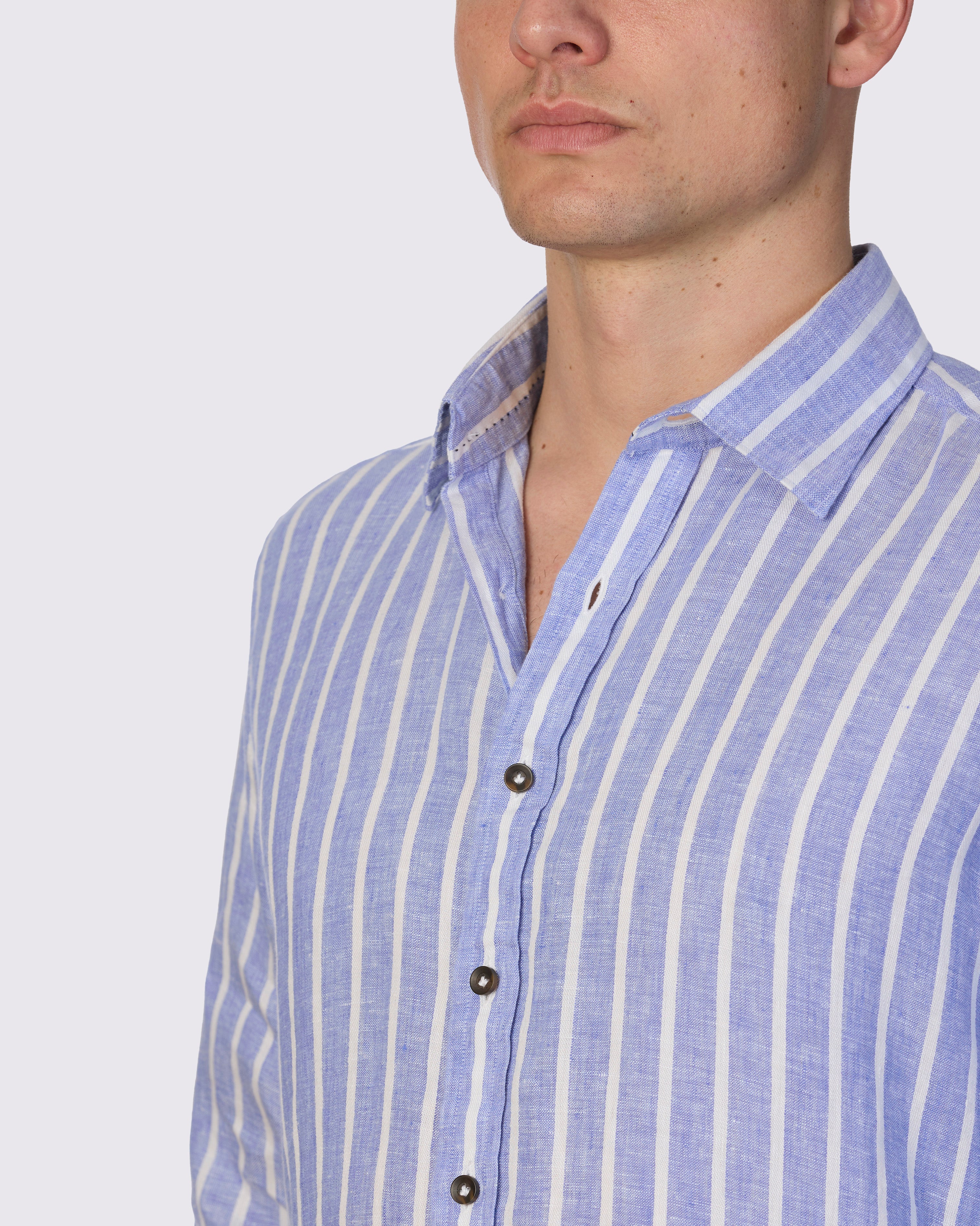 THE MED' DOBBY LINEN STRIPE SLIM FIT SHIRT
