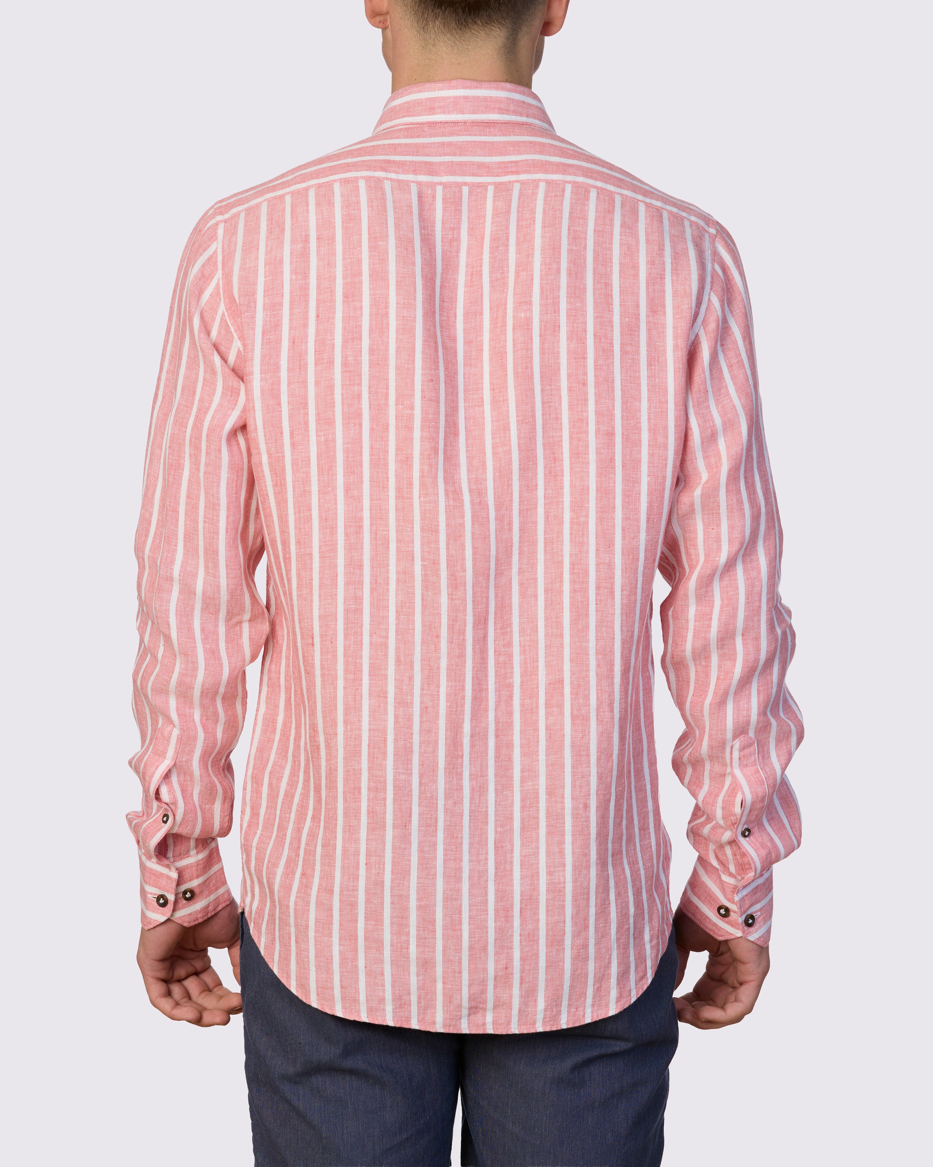 THE MED' DOBBY LINEN STRIPE SLIM FIT SHIRT
