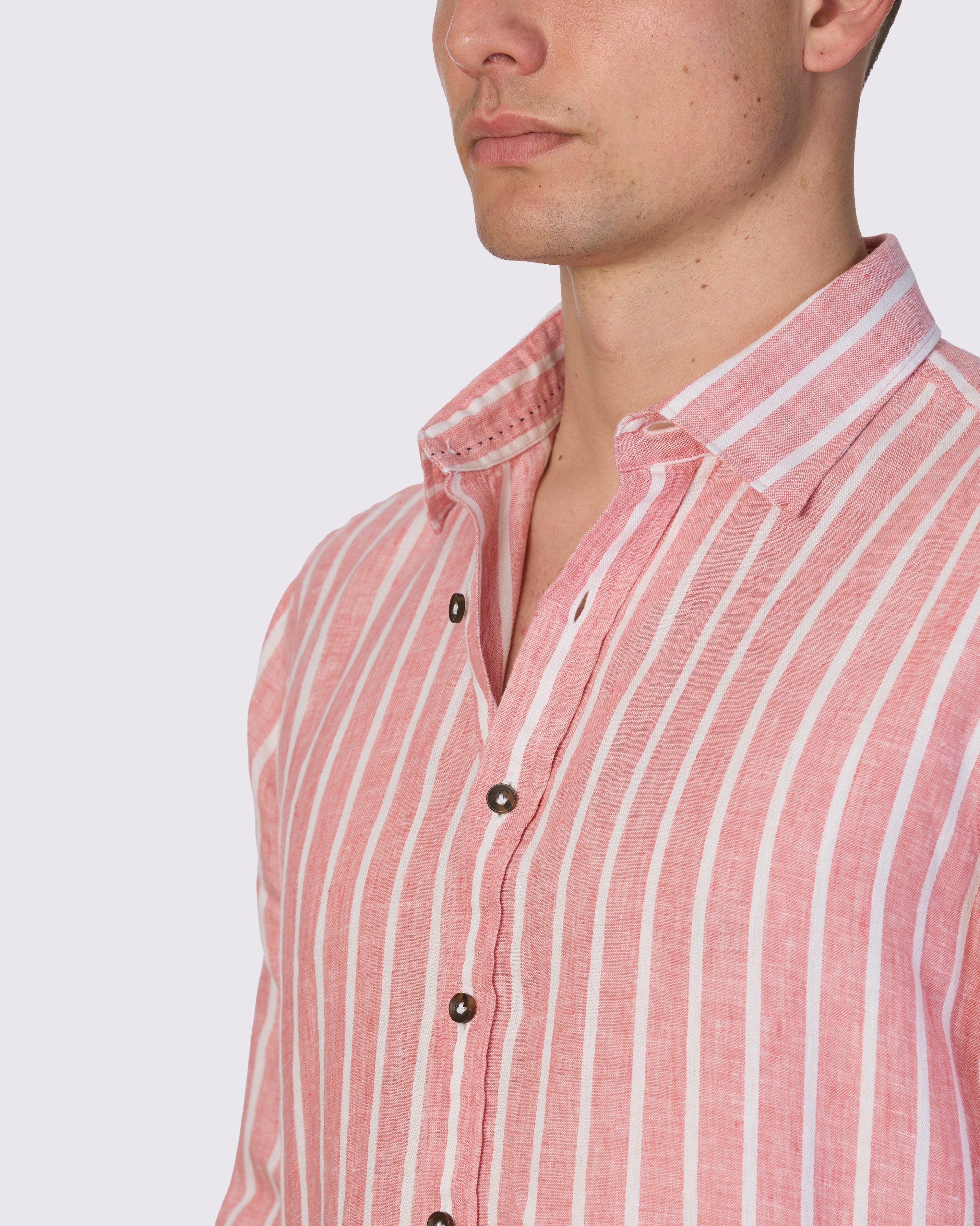 THE MED' DOBBY LINEN STRIPE SLIM FIT SHIRT