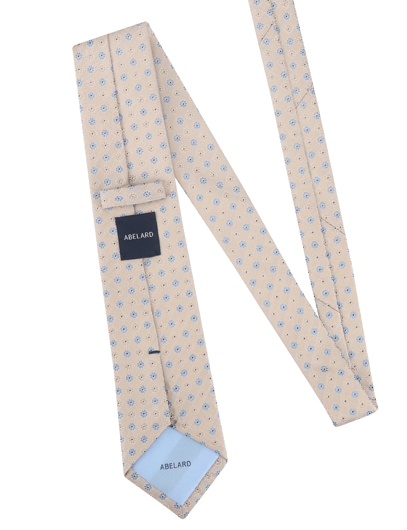 SMALL DAISY JACQUARD TIE - STONE/BLUE