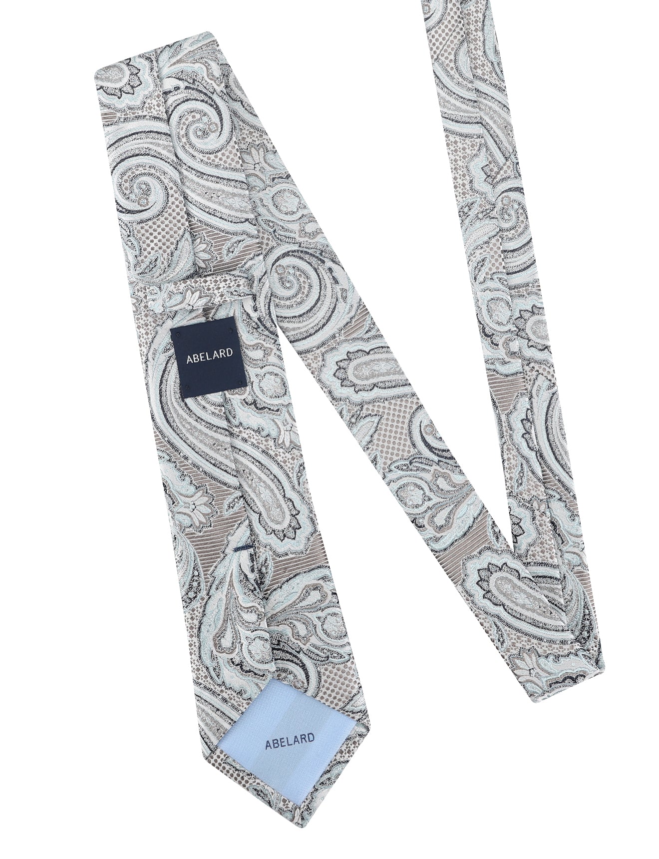 MELANGE PAISLEY JACQUARD TIE - AQUA/STONE