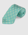 SQUARE FLOWER JACQUARD TIE - AQUA
