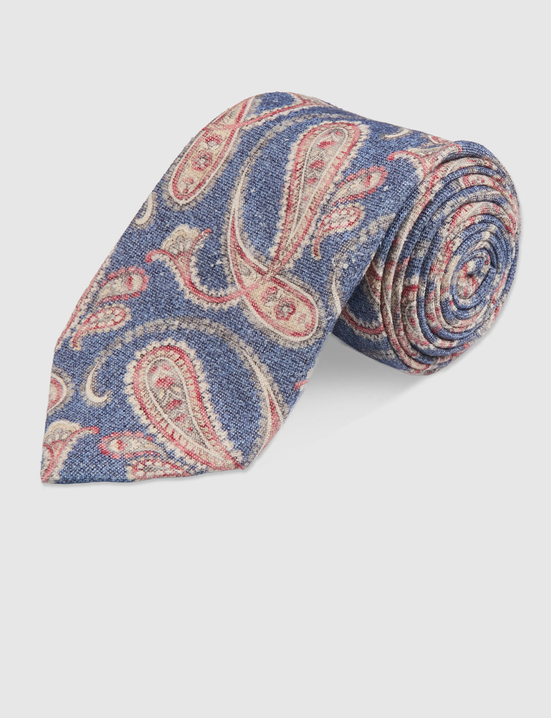 TEXTURED KASHMIR PRINT TIE - NAVY