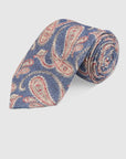 TEXTURED KASHMIR PRINT TIE - NAVY