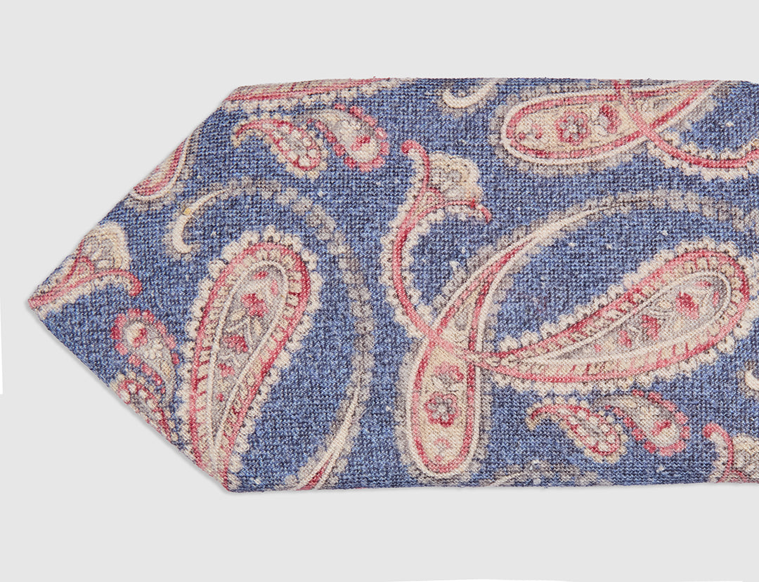 TEXTURED KASHMIR PRINT TIE - NAVY