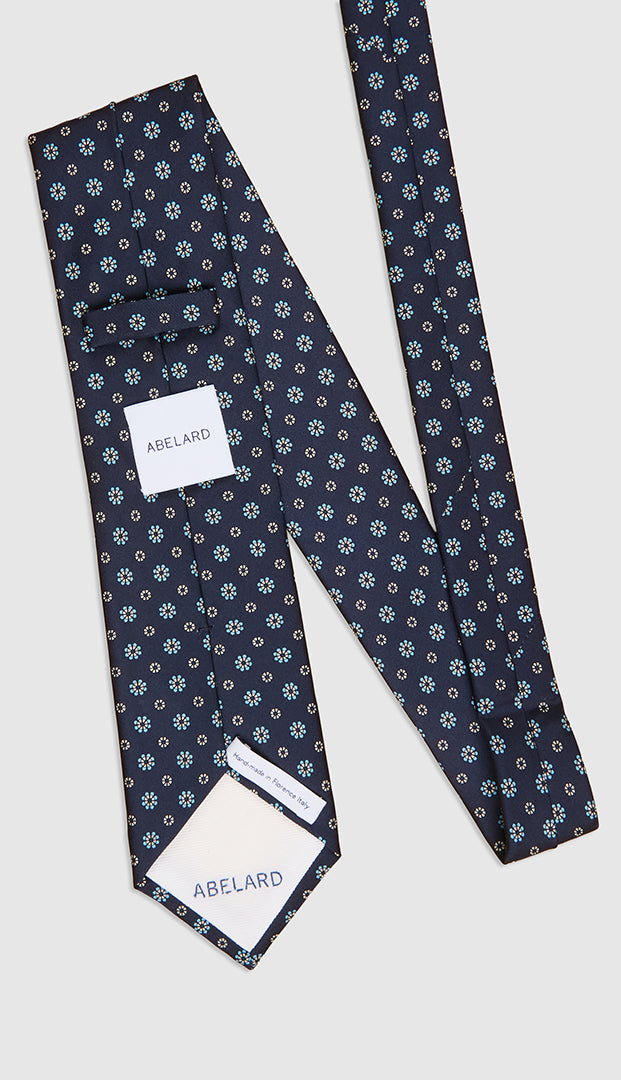 DAISY TWILL PRINT TIE - NAVY