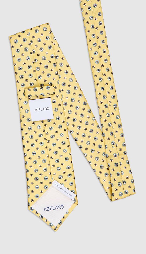 DAISY TWILL PRINT TIE - YELLOW