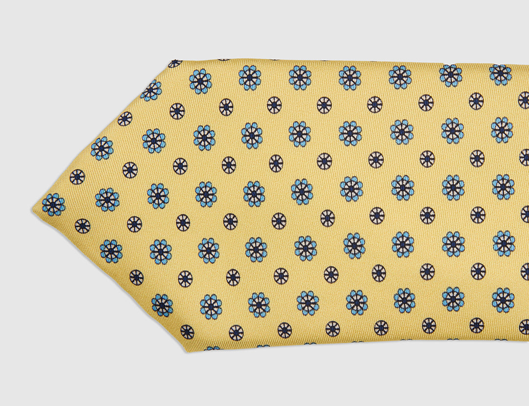DAISY TWILL PRINT TIE - YELLOW