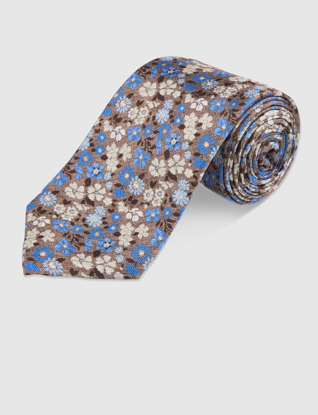FIORI WATERCOLOUR PRINT TIE - CHOCOLATE