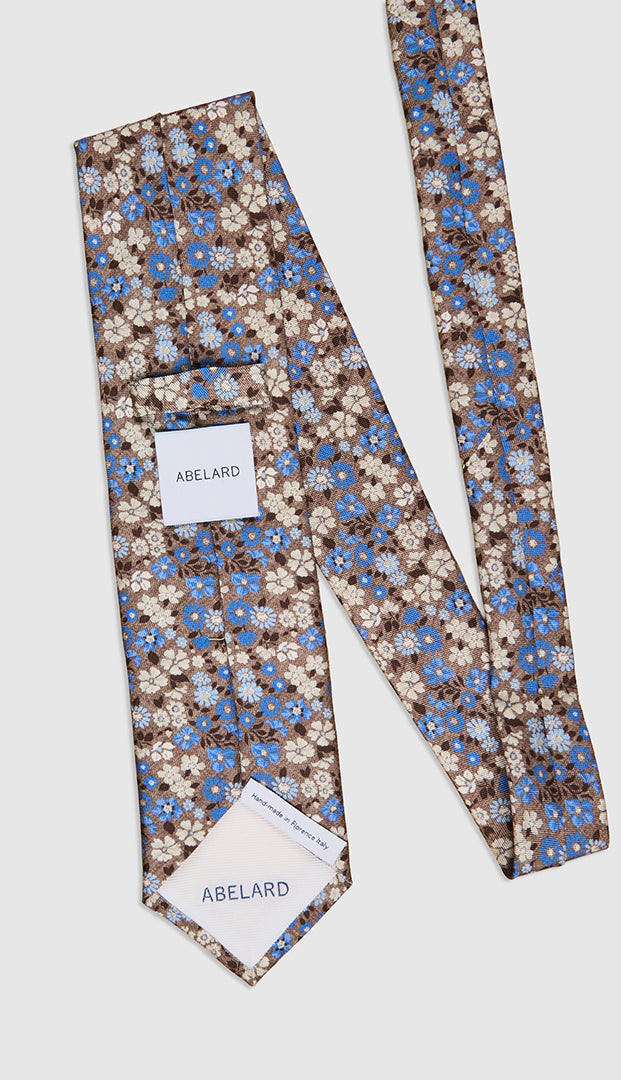 FIORI WATERCOLOUR PRINT TIE - CHOCOLATE
