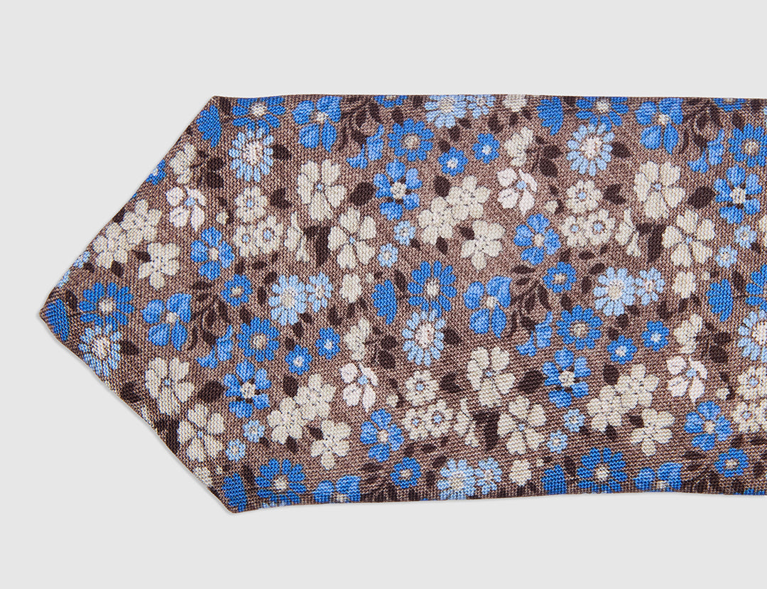 FIORI WATERCOLOUR PRINT TIE - CHOCOLATE
