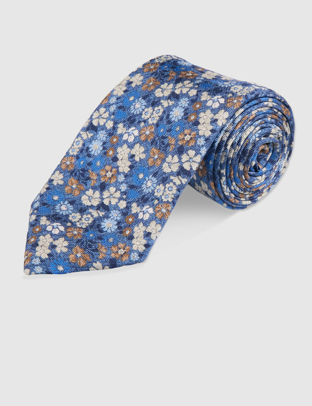 FIORI WATERCOLOUR PRINT TIE - NAVY