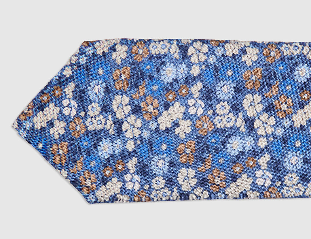 FIORI WATERCOLOUR PRINT TIE - NAVY