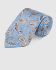 MOTTLED PAISLEY PRINT TIE - SKY
