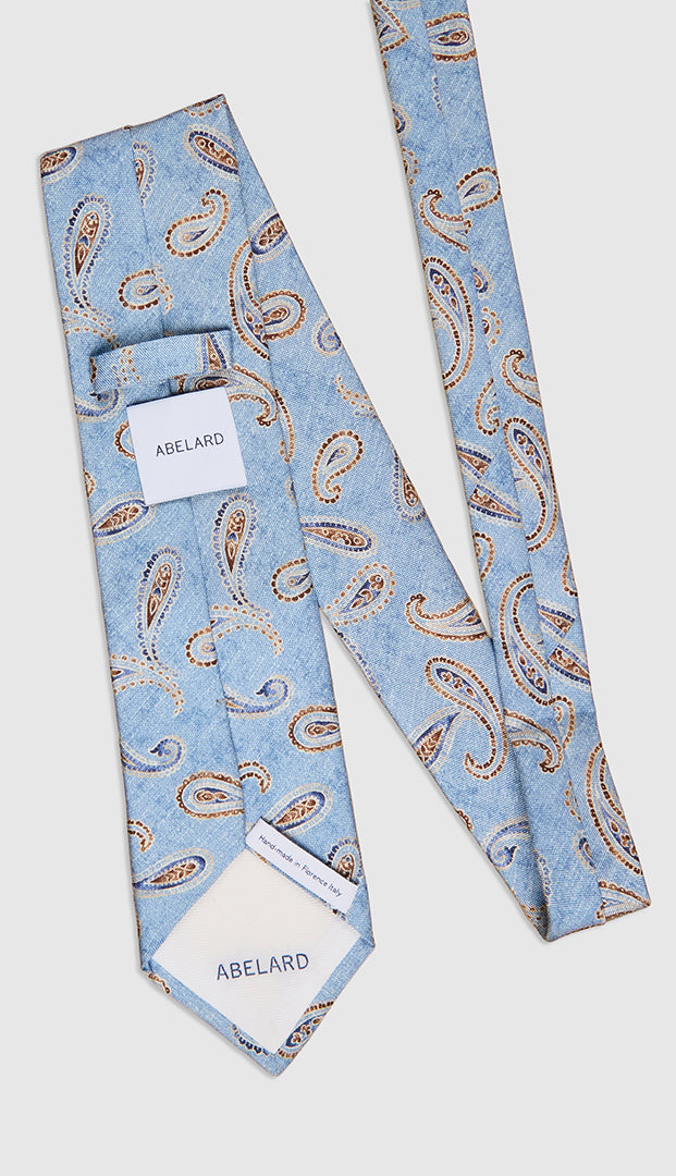 MOTTLED PAISLEY PRINT TIE - SKY