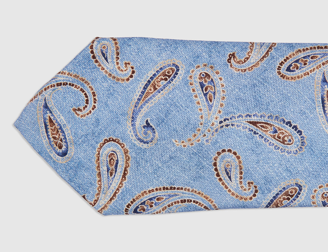 MOTTLED PAISLEY PRINT TIE - SKY
