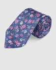 FRESH FLOWER PRINT TIE - NAVY