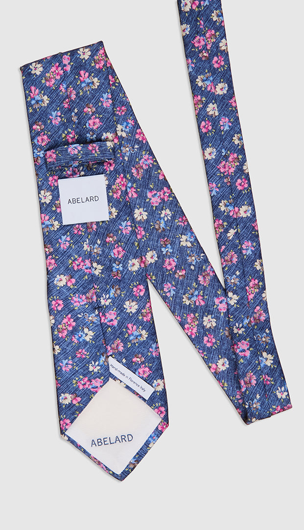 FRESH FLOWER PRINT TIE - NAVY