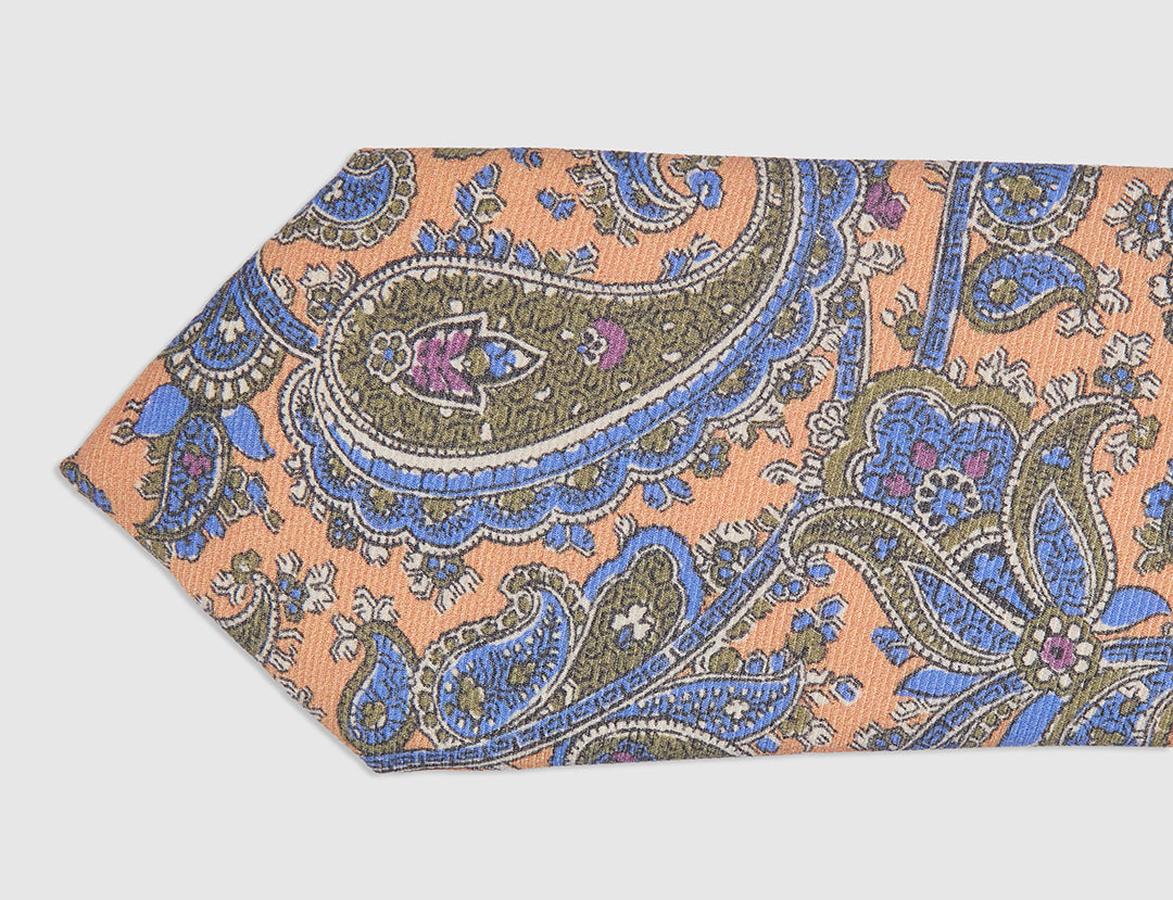 SIREGAR TWILL PRINT TIE - ORANGE
