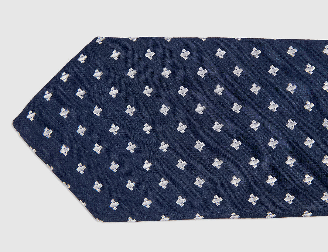 CRISS-CROSS LINEN SILK JAQUARD - NAVY