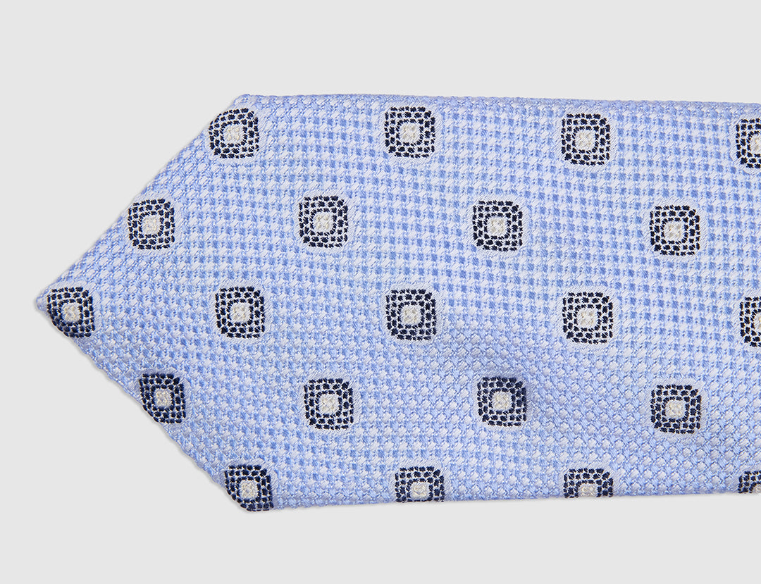 MEDALLION JACQUARD TIE - SKY