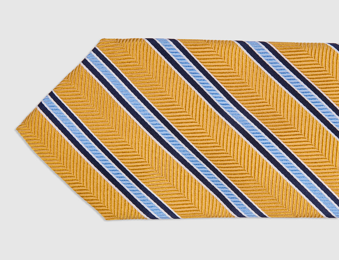 HERRINGBONE STRIPE TIE - GOLD