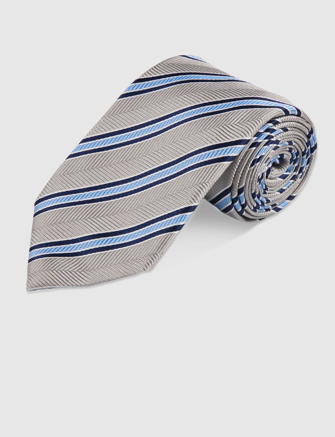 HERRINGBONE STRIPE TIE - SILVER