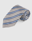 HERRINGBONE STRIPE TIE - SILVER