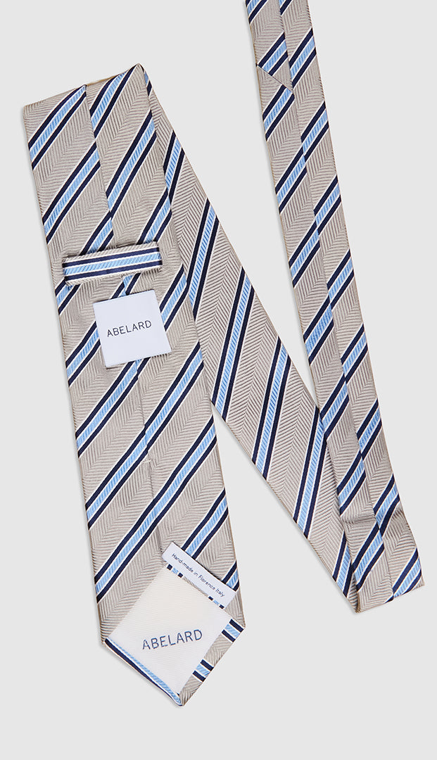 HERRINGBONE STRIPE TIE - SILVER