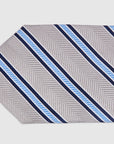 HERRINGBONE STRIPE TIE - SILVER