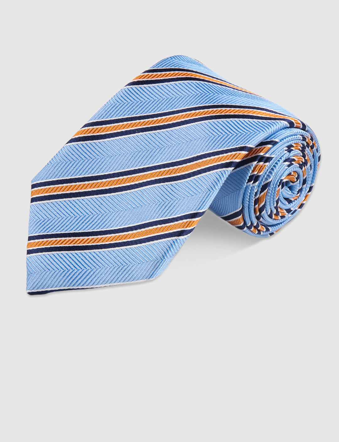 HERRINGBONE STRIPE TIE - SKY