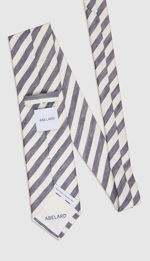 LINEN SILK FRESH STRIPE TIE - NAVY