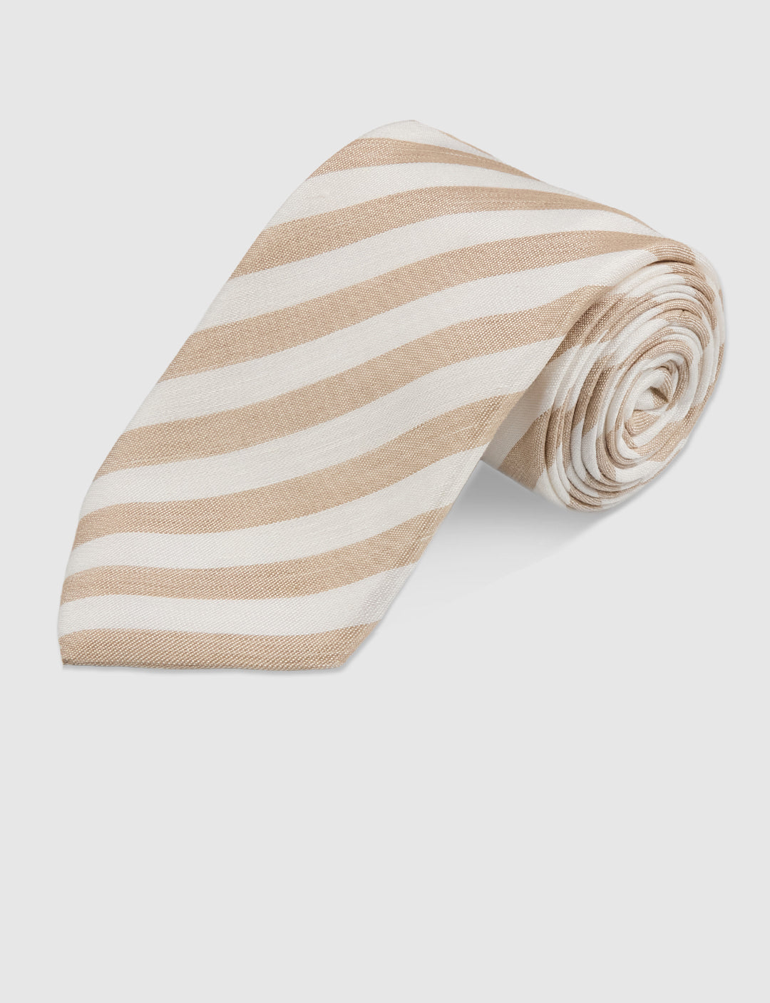 LINEN SILK FRESH STRIPE TIE - STONE