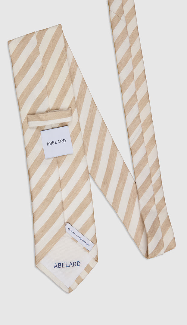LINEN SILK FRESH STRIPE TIE - STONE