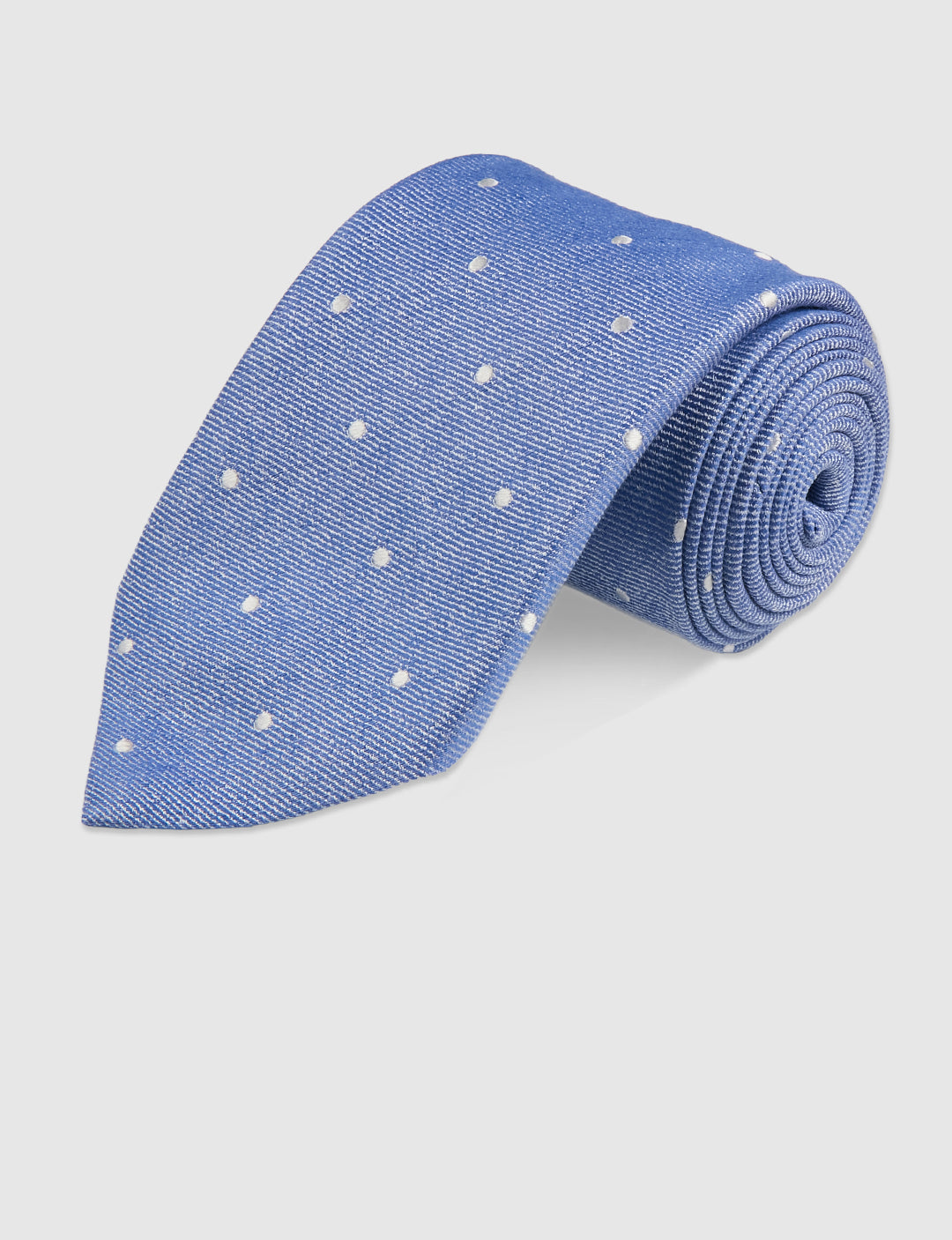 LINEN BLEND DOT JAQUARD TIE - SKY