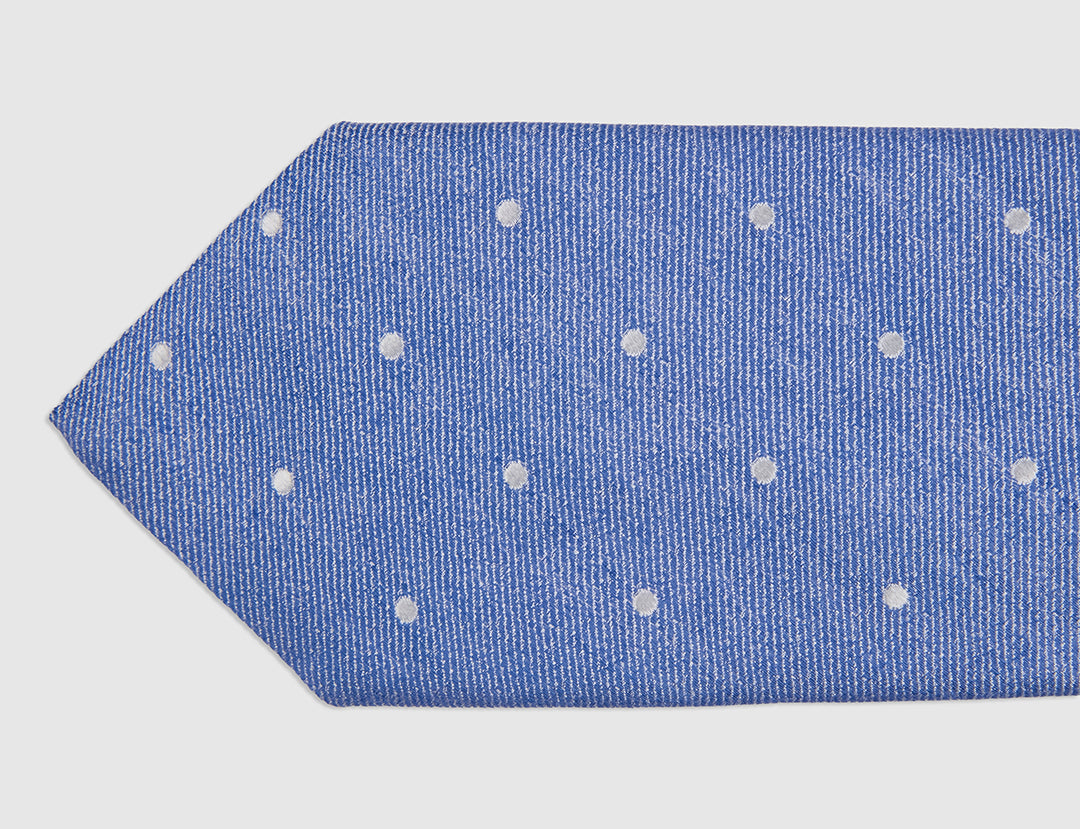 LINEN BLEND DOT JAQUARD TIE - SKY