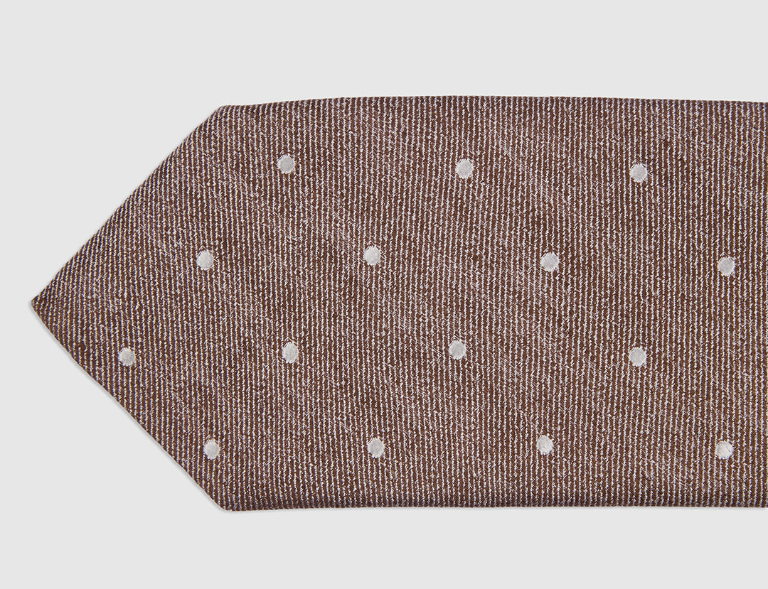 LINEN BLEND DOT JAQUARD TIE - STONE