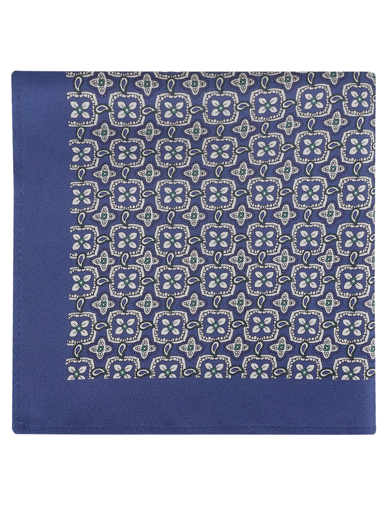 Medallion Print Pocket Square With Border