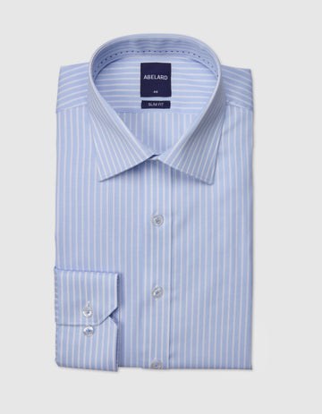 FROSTED 2 PLY STRETCH STRIPE SLIM FIT SHIRT
