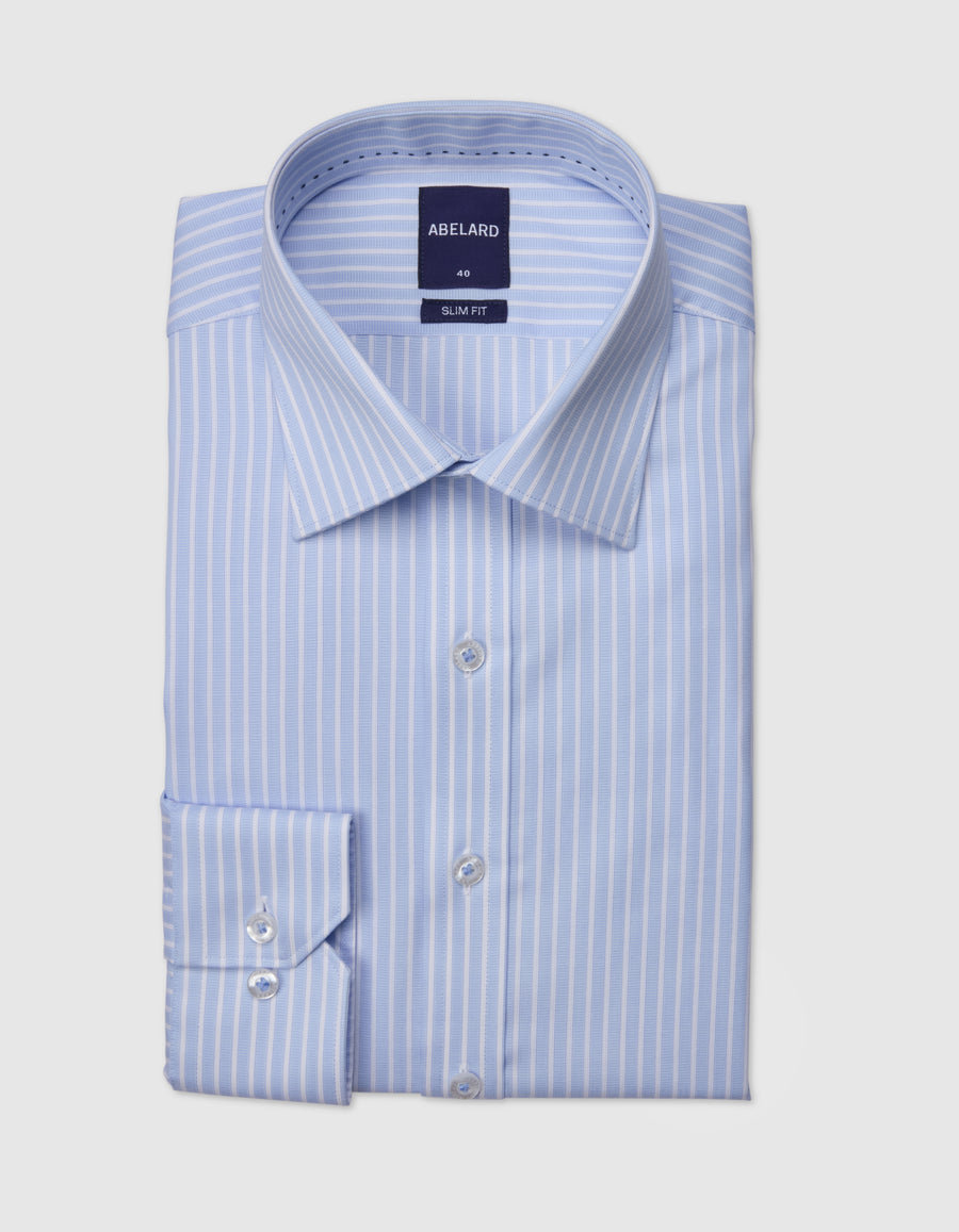 FROSTED 2 PLY STRETCH STRIPE SLIM FIT SHIRT