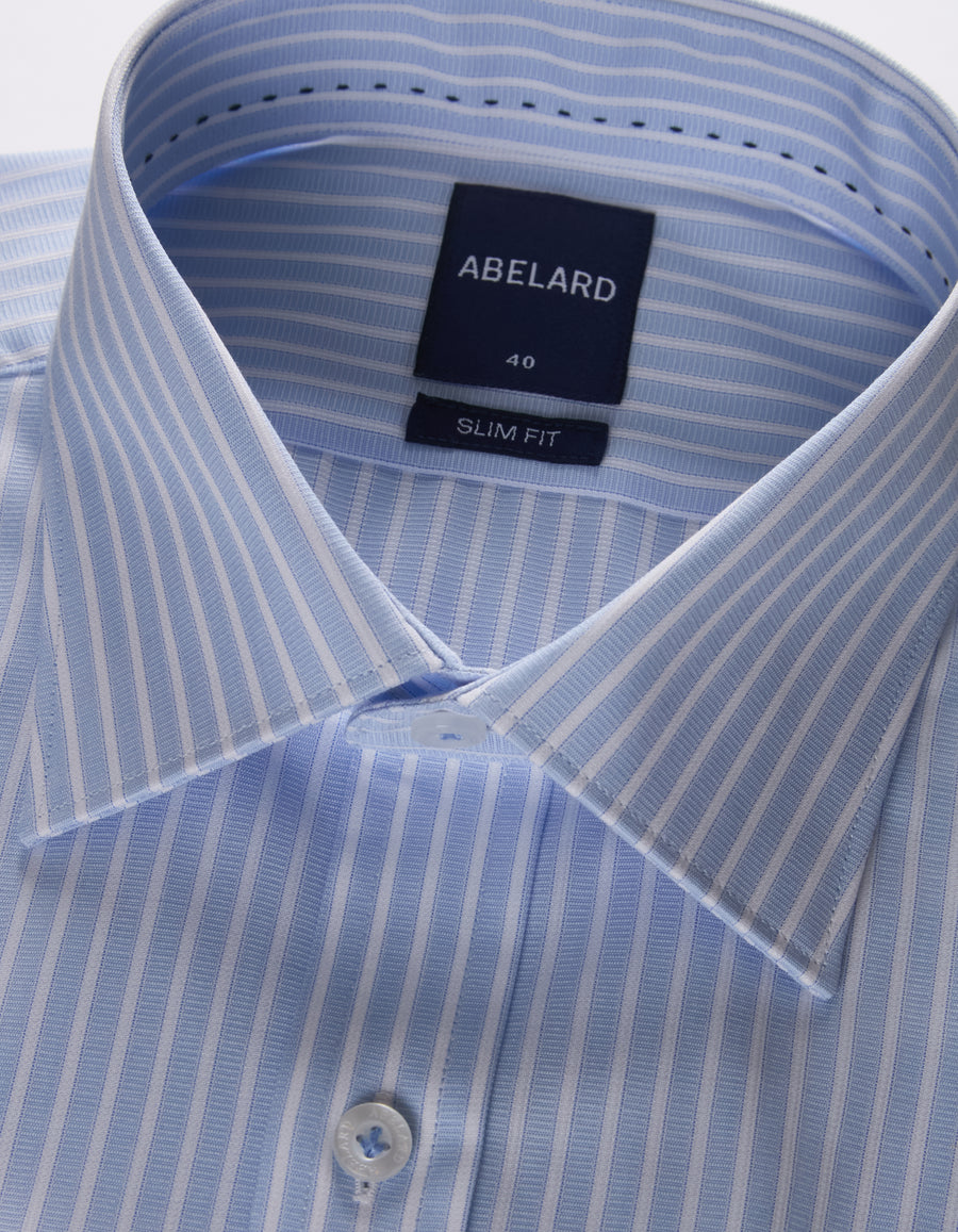 FROSTED 2 PLY STRETCH STRIPE SLIM FIT SHIRT