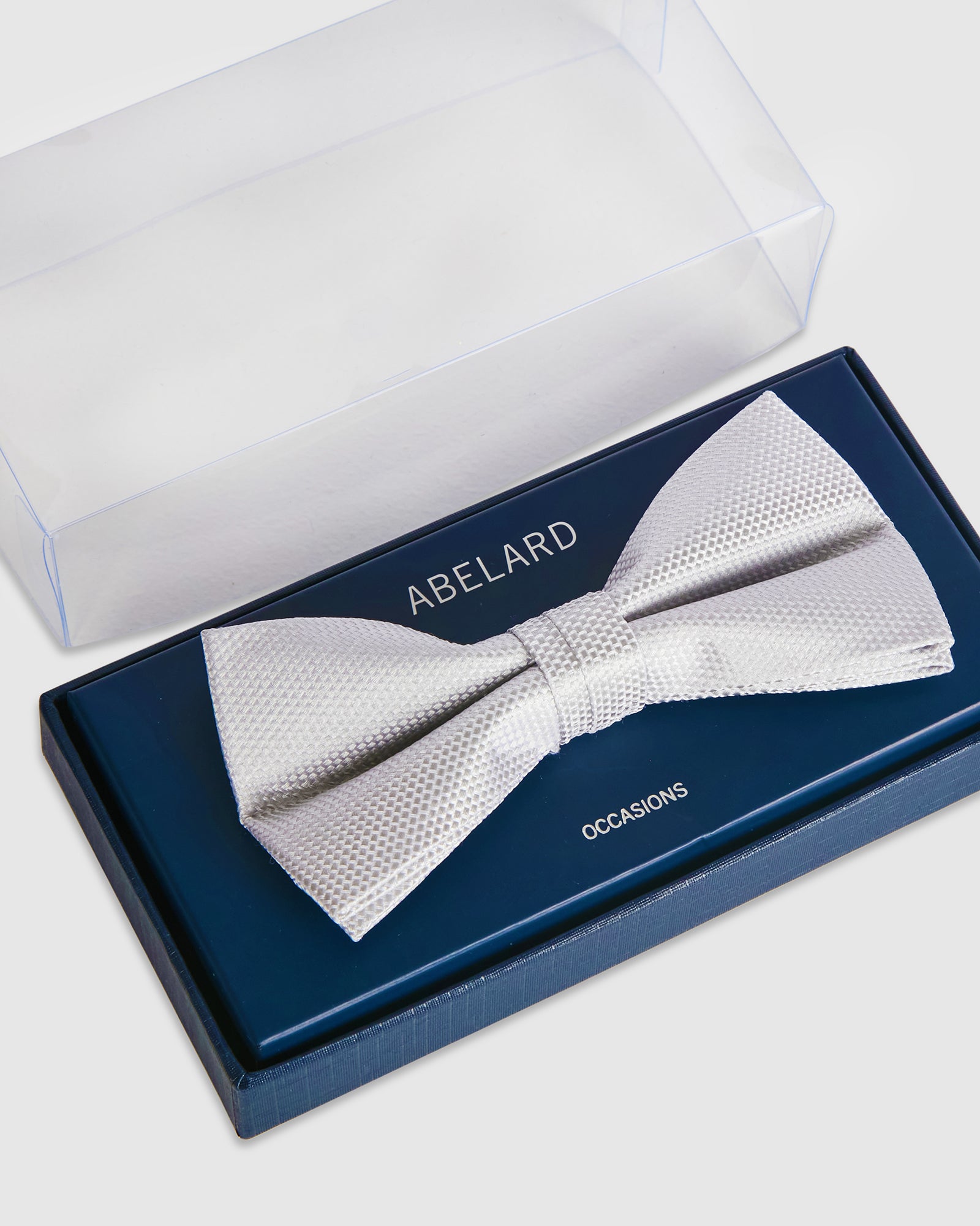 TEXTURED SILK BOW TIE - SILVER