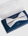TEXTURED SILK BOW TIE - SILVER