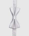 TEXTURED SILK BOW TIE - SILVER